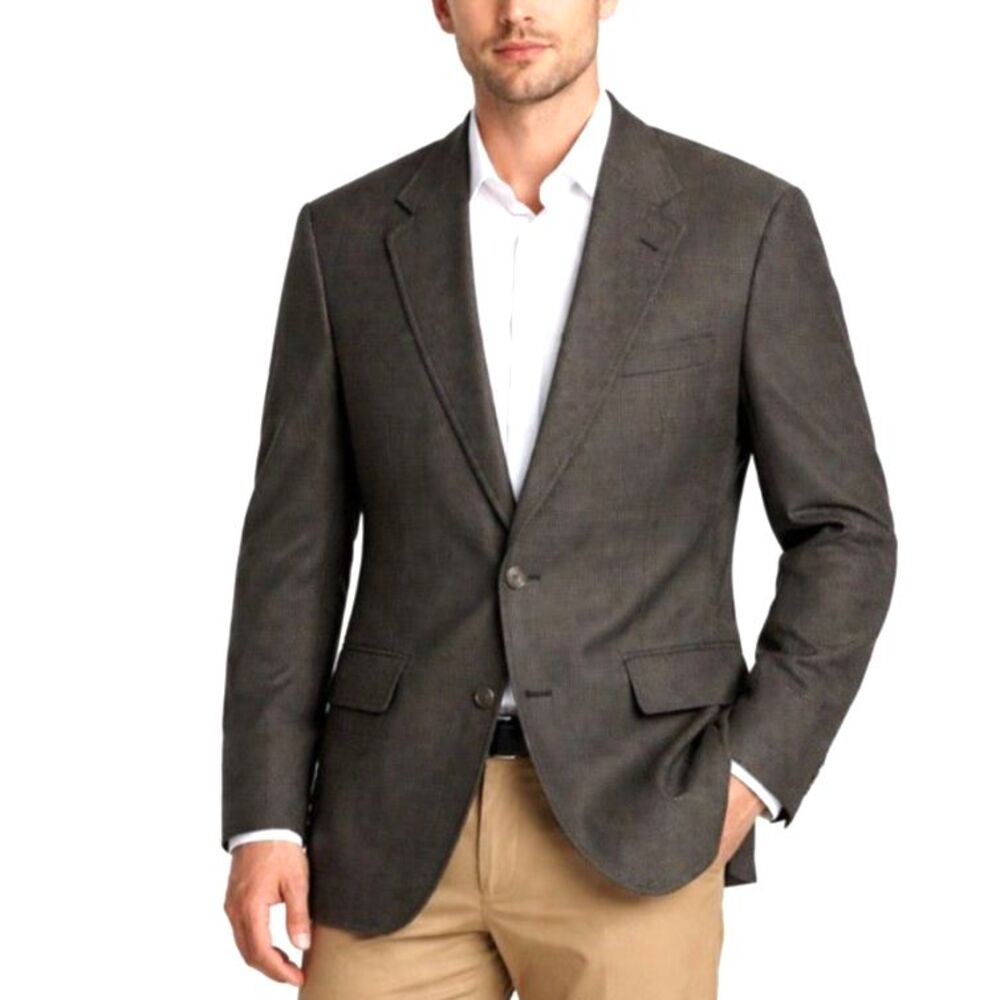 Pendleton Men's Brown Tan Wool Houndstooth Plaid Classic Sport Coat Size 42L